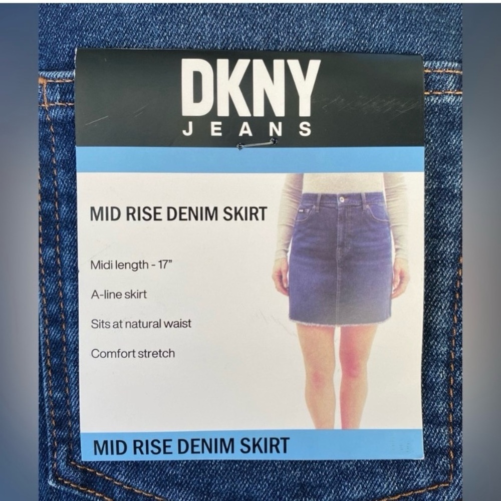 DKNY Jeans 5- Pocket Denim Mini Skirt Fray Finished Hem Size 12 - Picture 4 of 10